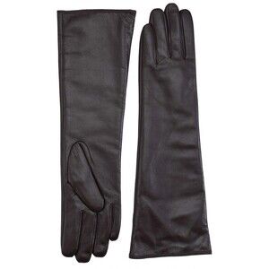 Long Genuine Leather Gloves Classy Women's Black Winter Gloves, Wool Lined ,XL